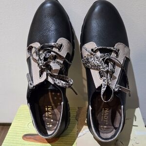 Women's Elios Beije Lizard With Black Leather & Cheetah Laces, Size 7